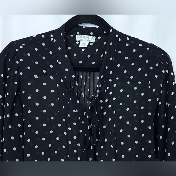 Women's Polka Dot Sheer Blouse Size Small black/white By Cotton On 3/4 Sleeve - Picture 12 of 15